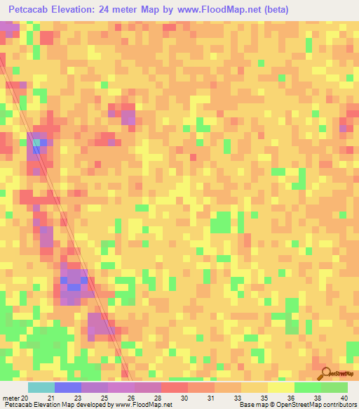 Petcacab,Mexico Elevation Map