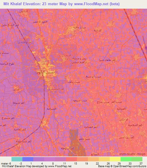 Mit Khalaf,Egypt Elevation Map