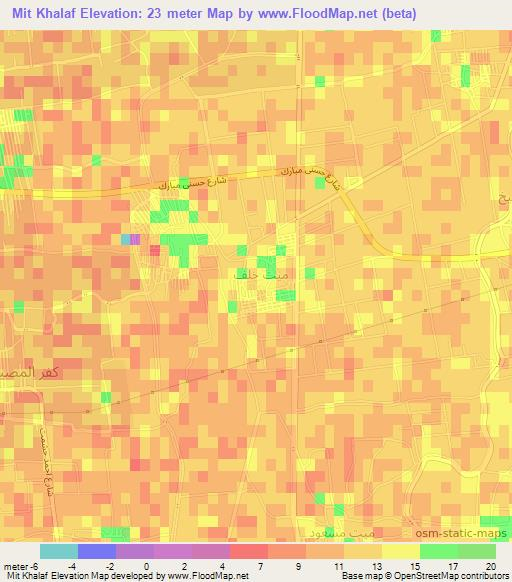 Mit Khalaf,Egypt Elevation Map