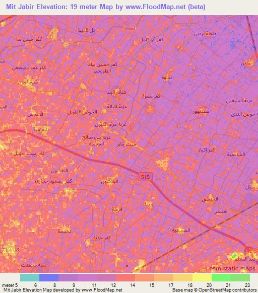 Mit Jabir,Egypt Elevation Map