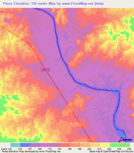 Perez,Mexico Elevation Map