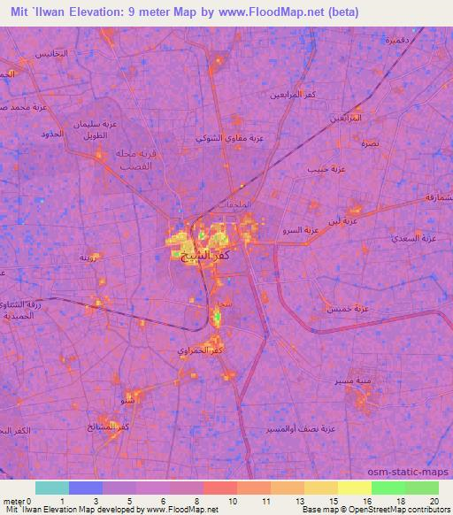 Mit `Ilwan,Egypt Elevation Map