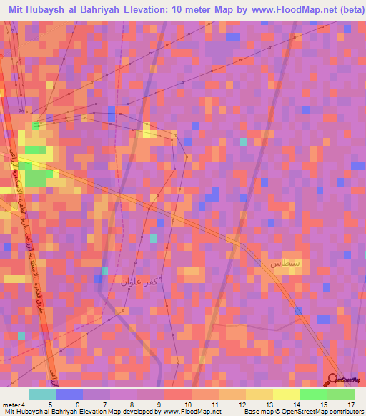 Mit Hubaysh al Bahriyah,Egypt Elevation Map