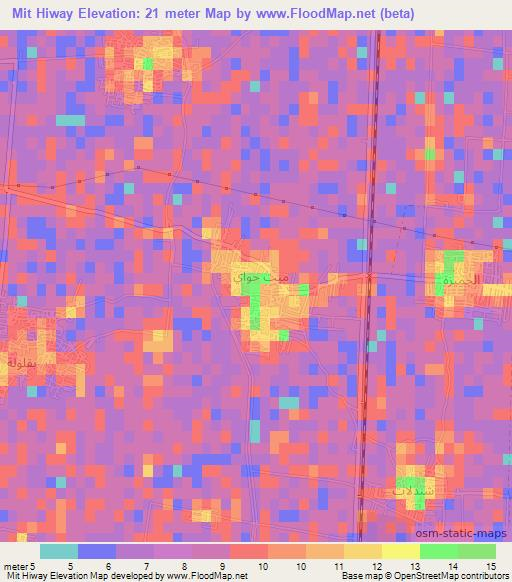 Mit Hiway,Egypt Elevation Map