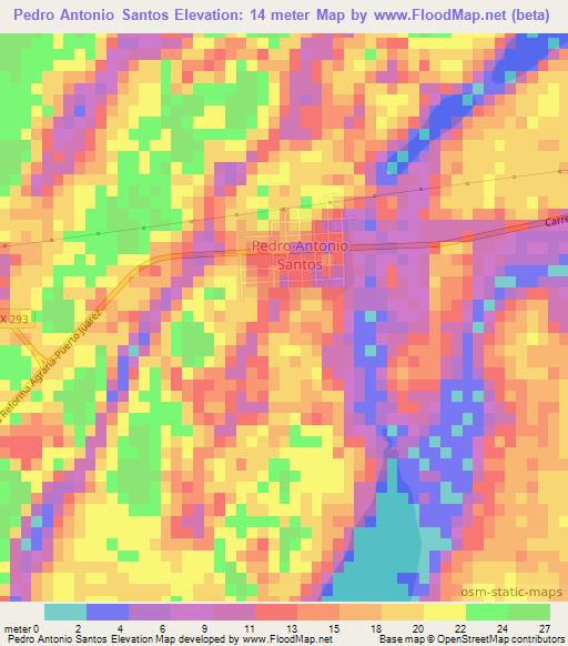 Pedro Antonio Santos,Mexico Elevation Map