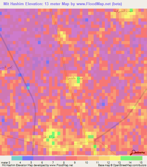 Mit Hashim,Egypt Elevation Map