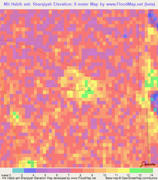 Mit Habib ash Sharqiyah,Egypt Elevation Map