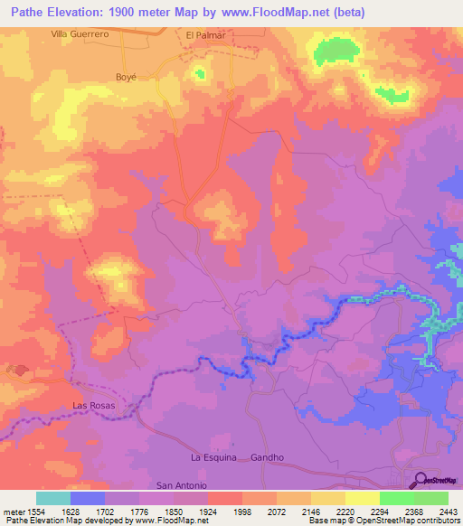 Pathe,Mexico Elevation Map