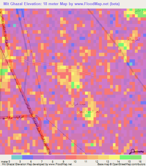 Mit Ghazal,Egypt Elevation Map