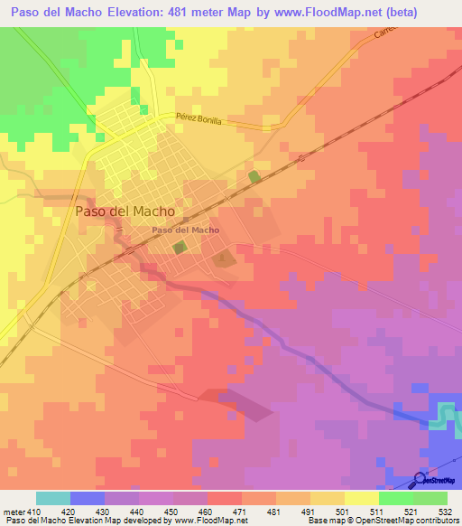 Paso del Macho,Mexico Elevation Map