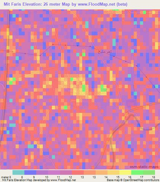 Mit Faris,Egypt Elevation Map