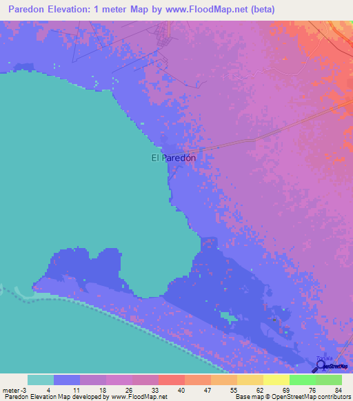 Paredon,Mexico Elevation Map