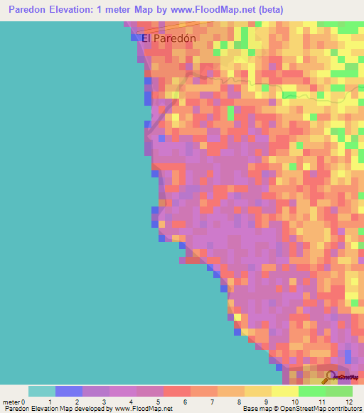 Paredon,Mexico Elevation Map