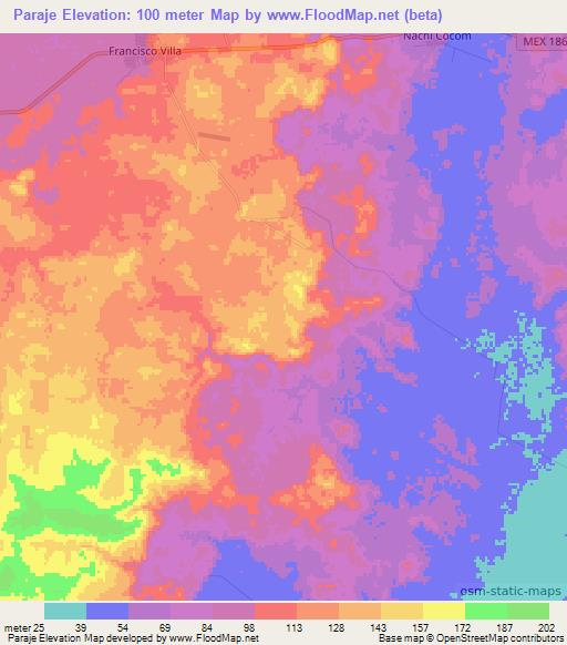 Paraje,Mexico Elevation Map