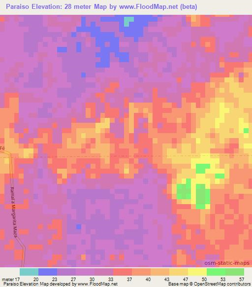 Paraiso,Mexico Elevation Map