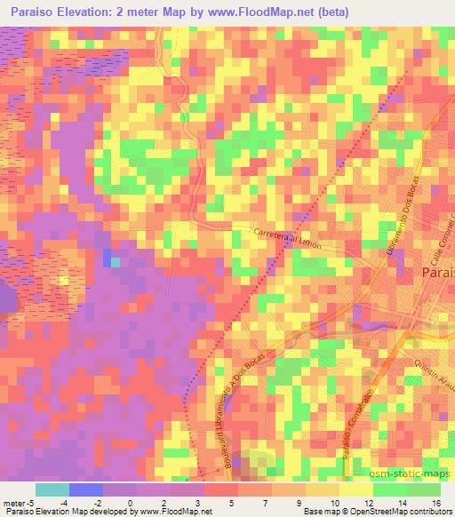 Paraiso,Mexico Elevation Map