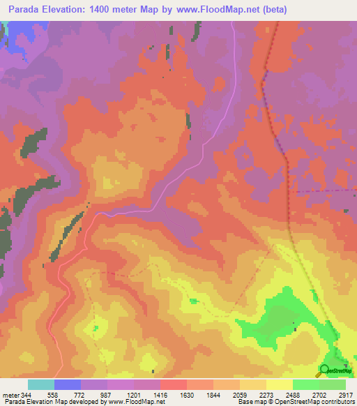 Parada,Mexico Elevation Map