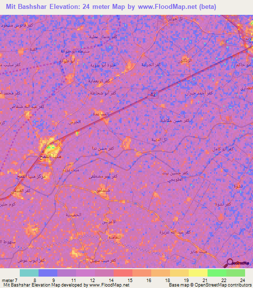 Mit Bashshar,Egypt Elevation Map