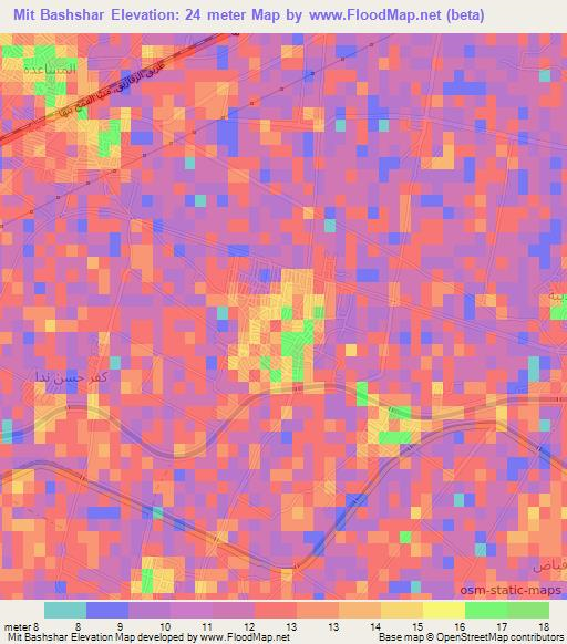 Mit Bashshar,Egypt Elevation Map