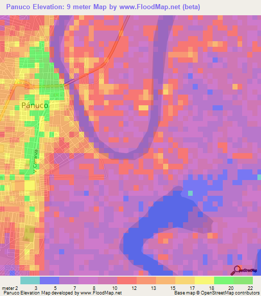 Panuco,Mexico Elevation Map