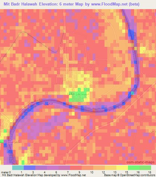 Mit Badr Halawah,Egypt Elevation Map