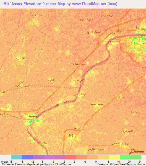 Mit `Assas,Egypt Elevation Map