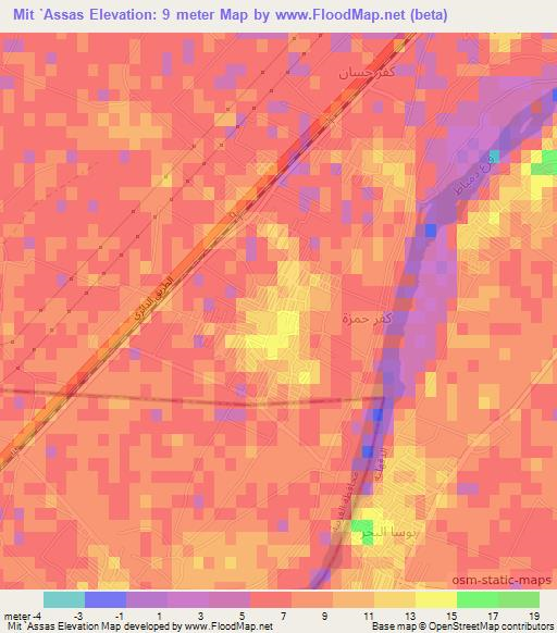 Mit `Assas,Egypt Elevation Map