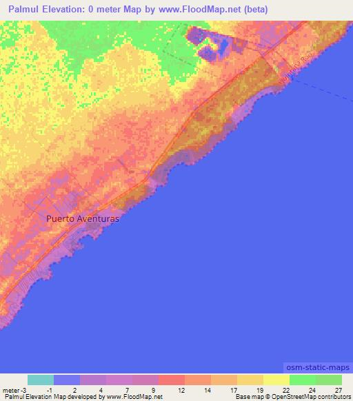 Palmul,Mexico Elevation Map