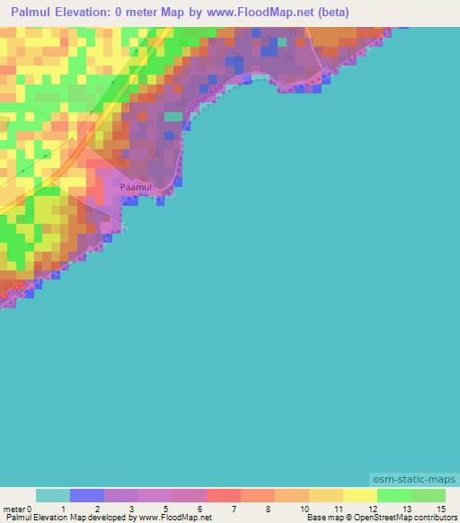 Palmul,Mexico Elevation Map