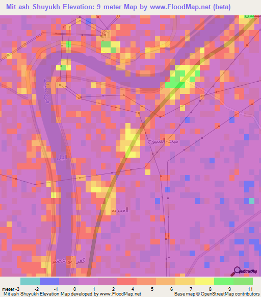 Mit ash Shuyukh,Egypt Elevation Map