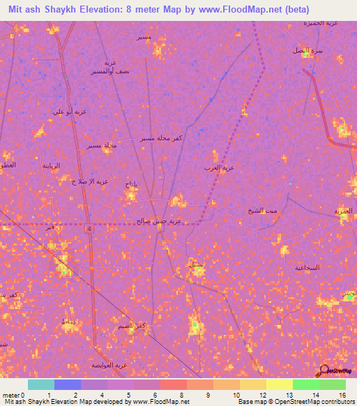 Mit ash Shaykh,Egypt Elevation Map