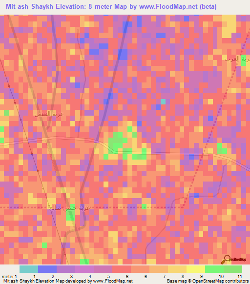 Mit ash Shaykh,Egypt Elevation Map