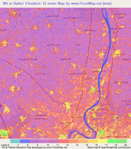 Mit ar Rakha',Egypt Elevation Map