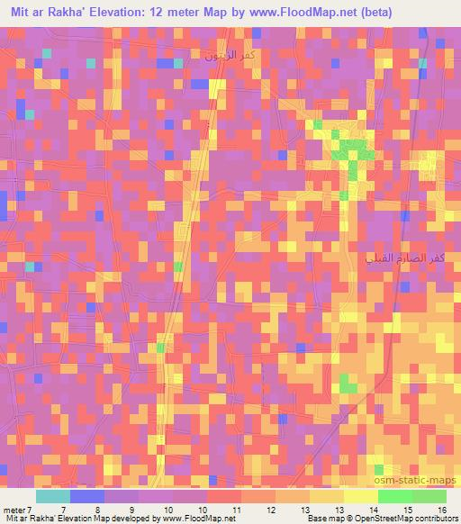 Mit ar Rakha',Egypt Elevation Map