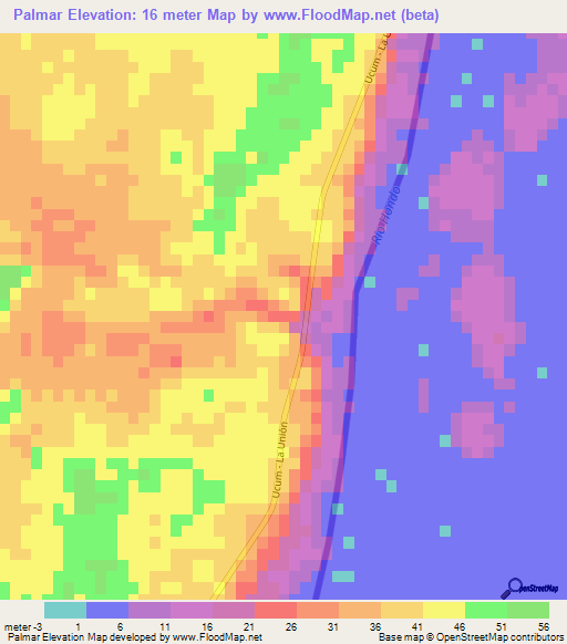 Palmar,Mexico Elevation Map