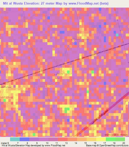 Mit al Wusta,Egypt Elevation Map