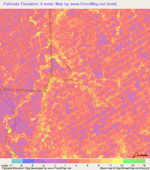 Palizada,Mexico Elevation Map