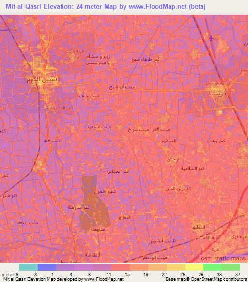 Mit al Qasri,Egypt Elevation Map