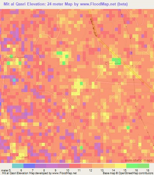 Mit al Qasri,Egypt Elevation Map