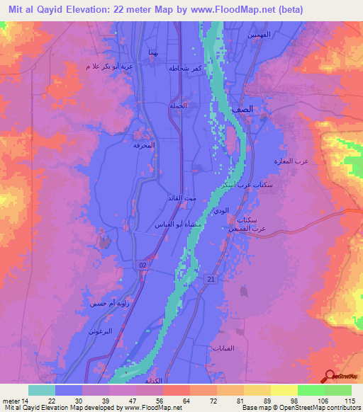 Mit al Qayid,Egypt Elevation Map