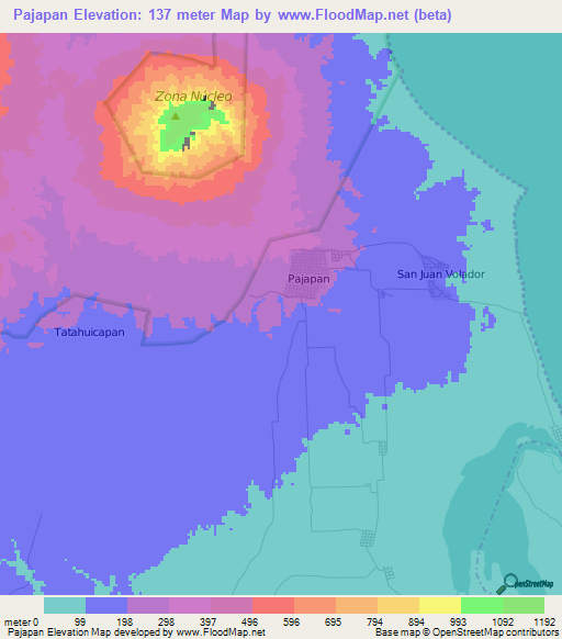 Pajapan,Mexico Elevation Map