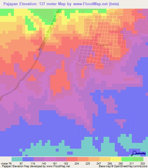 Pajapan,Mexico Elevation Map