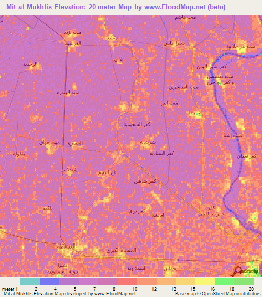 Mit al Mukhlis,Egypt Elevation Map