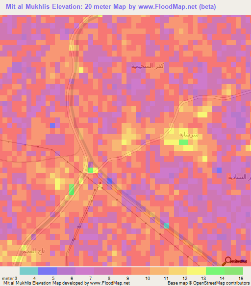 Mit al Mukhlis,Egypt Elevation Map