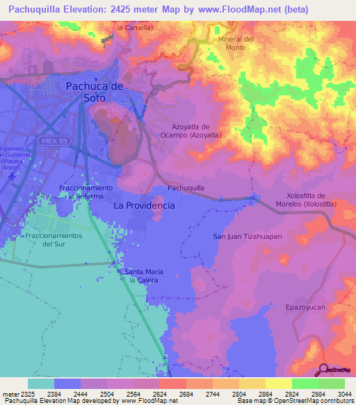 Pachuquilla,Mexico Elevation Map