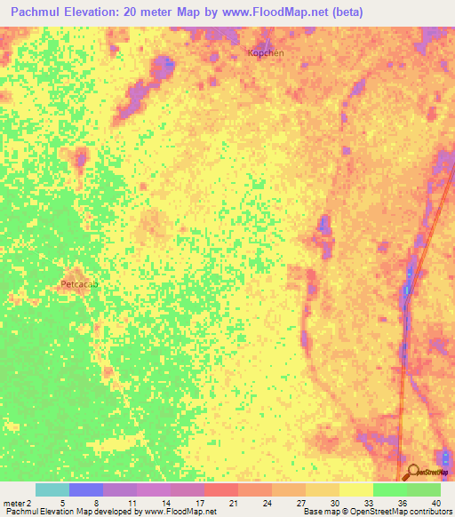 Pachmul,Mexico Elevation Map