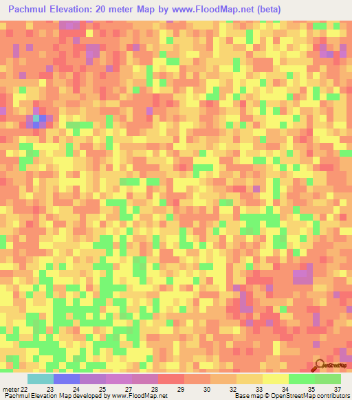 Pachmul,Mexico Elevation Map