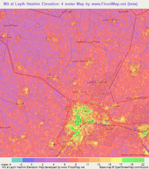 Mit al Layth Hashim,Egypt Elevation Map