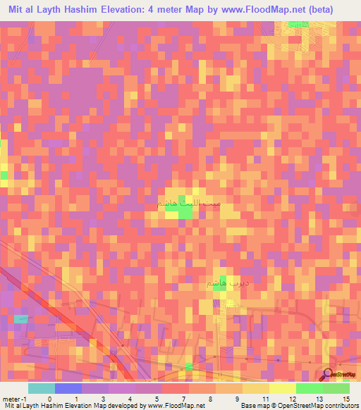 Mit al Layth Hashim,Egypt Elevation Map