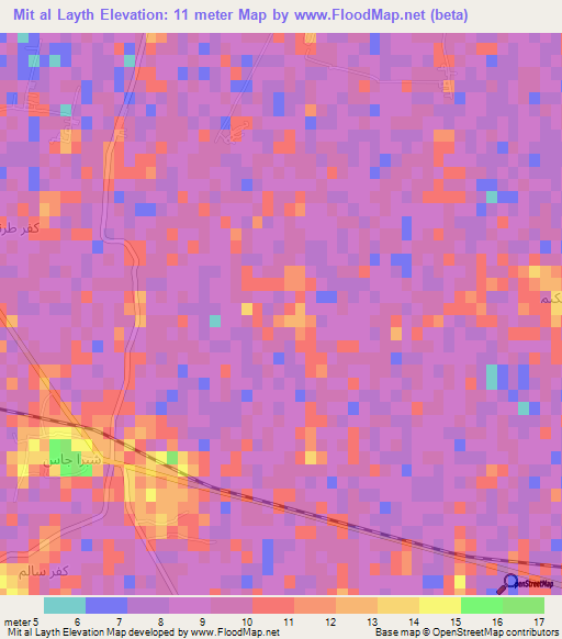 Mit al Layth,Egypt Elevation Map